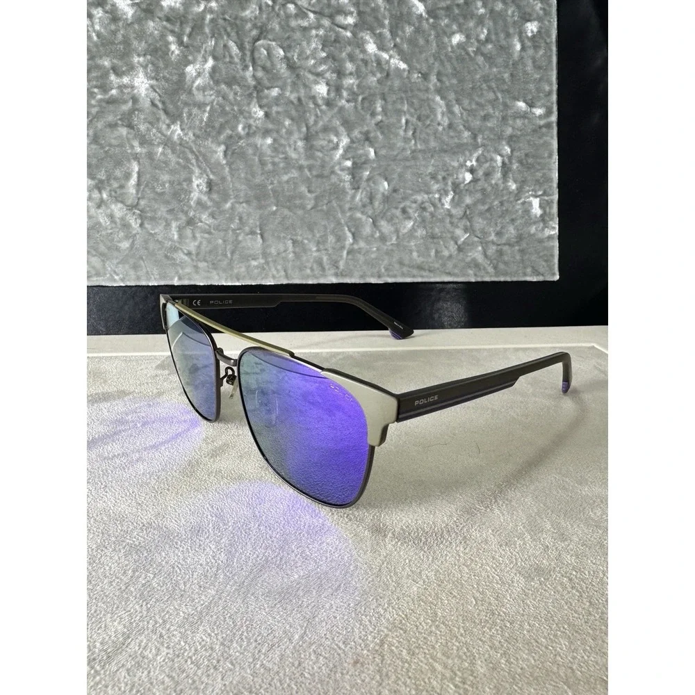 Police Men's Sunglasses SPL574 Track 7 Gray Metal 57-15-150 Standard Polarized M